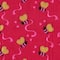 Fabric Traditions Valentine's Tossed Bees & Hearts Glitter Cotton Fabric